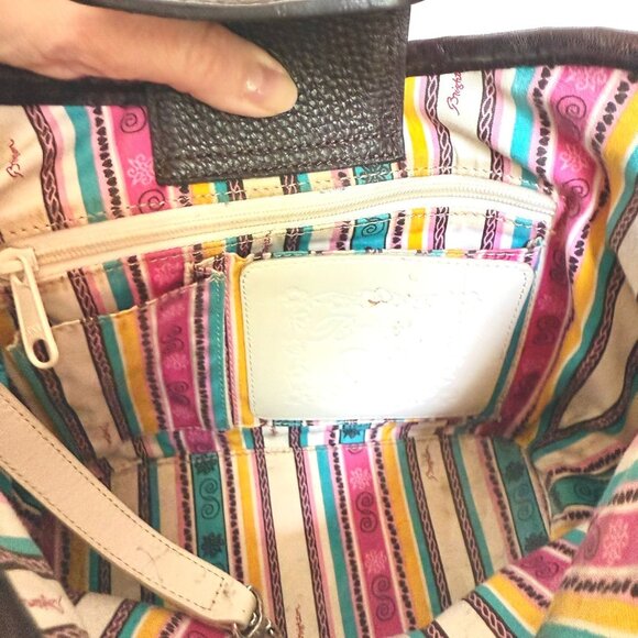 Brighton Woven Straw Shoulder Bag Colorful Striped Hobo Tote Boho Beach Coastal - Picture 7 of 13
